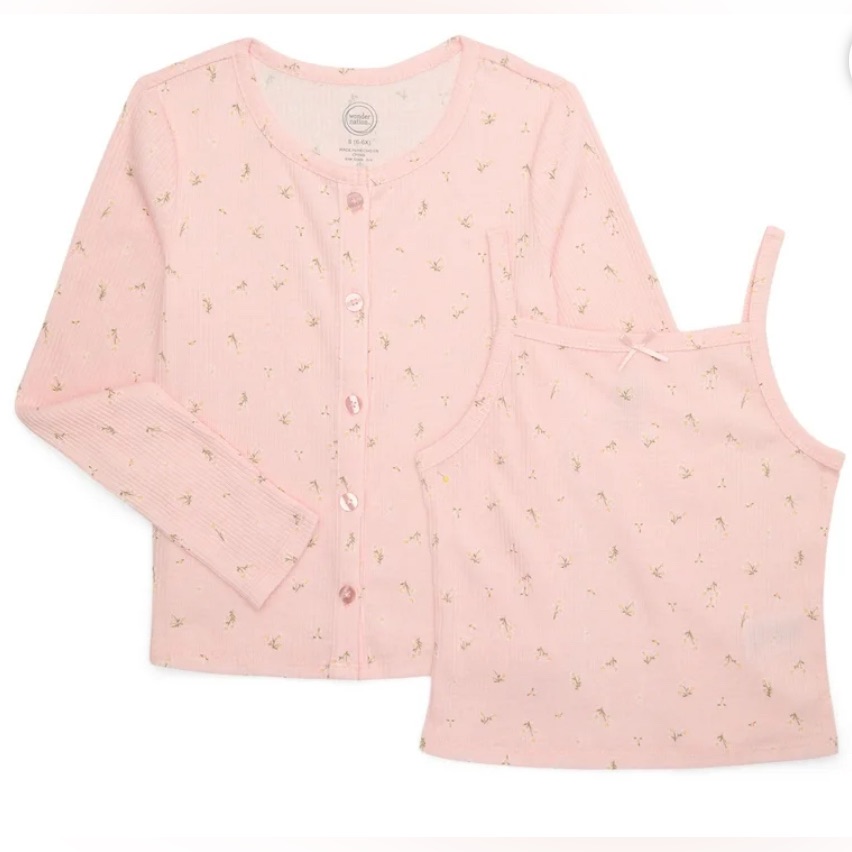 Wonder Nation Girls Knit Cardigan Sweater And Cami Top Set, 2-Piece